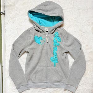 Old navy gray aqua zip up fleece hoodie